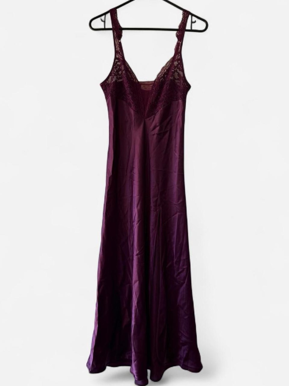 Vintage Deadstock Victoria's Secret Plum Purple Satin Lace Slip Dress